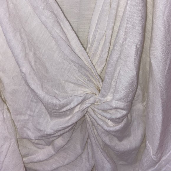 Long Sleeve Top With Knotted Back || White - Picture 4 of 5